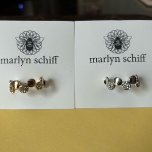 Marlyn Schiff Gold and Silver Pave Dot Adjustable Rings